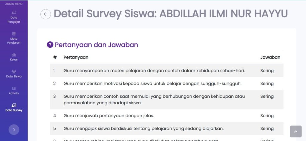 Fitur Survey - SmartEDU