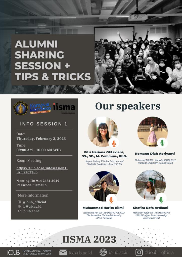 Info Session 1 – Alumni Sharing Session + Tips & Tricks IISMA 2023
