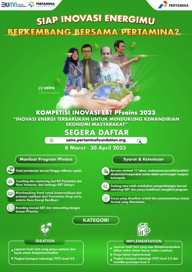 Kompetisi Inovasi EBT PFsains (Pertamina Foundation) - Fakultas Ilmu ...